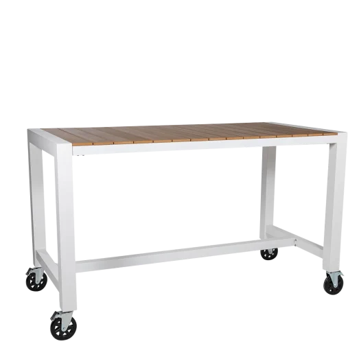 Cannes Aluminium & Polywood Outdoor Mobile Bar Table 185 x 90cm