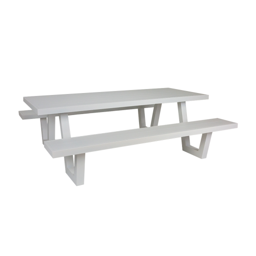 Wave Aluminium Outdoor Picnic Table 220cm - White